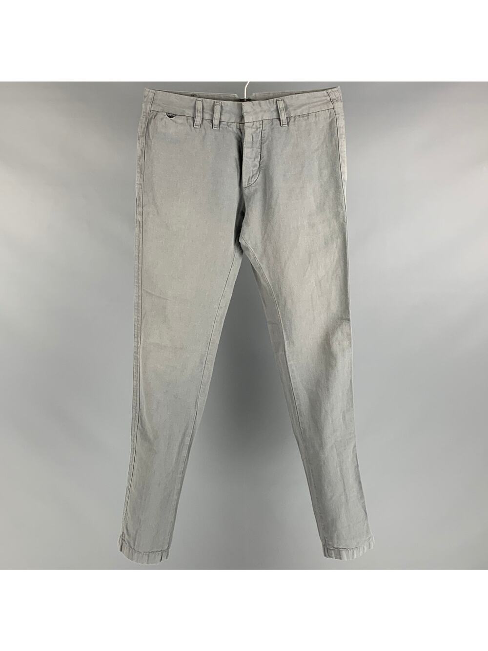 DIESEL Size 28 Grey Cotton Linen Button Fly Casual Pants